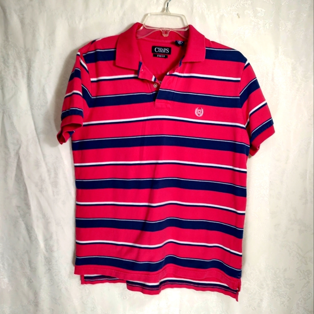 Chaps stretch pink & blue polo   men's M  #567